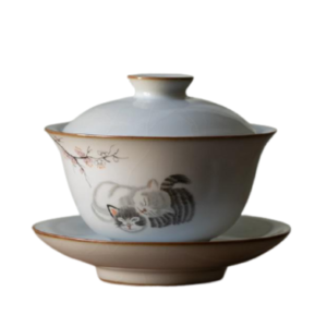Kinesisk Dehua Gaiwan Katt Tekanna