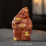 Leende tea pet i Yixinglera (zisha) — Rödbrun och guldfärgad