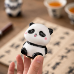 Pandafigur som tea pet i keramik