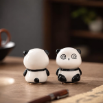 Pandafigur som tea pet i keramik