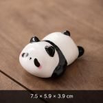 Pandafigur som tea pet i keramik — Liggande, rosa kind