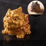 Pixiu tea pet med färgskiftande nyans — Guldfärgad figur utan sockel