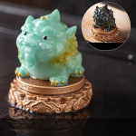 Pixiu tea pet med färgskiftande nyans — Mintgrön figur med dekorerad sockel
