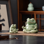 Tea pet groda i glaserad keramik