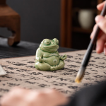 Tea pet groda i glaserad keramik