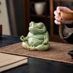 Tea pet groda i glaserad keramik
