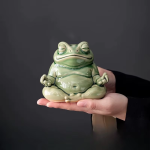 Tea pet groda i glaserad keramik — 11,5 × 10 cm