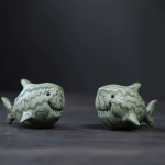 Tea pet-haj i keramik med vattenmelonsmönster