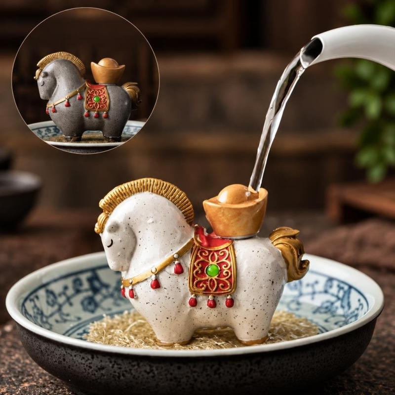 Tea pet-häst med dekorerad sadel