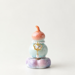 Tea pet i form av kalebass med kristallglasyr — Korall, 8 × 5 cm