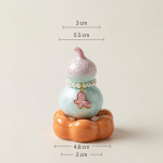 Tea pet i form av kalebass med kristallglasyr — Ljusrosa, orange fot