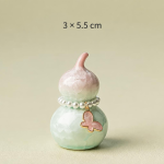 Tea pet i form av kalebass med kristallglasyr — Ljusrosa, rosa fjäril, 3 × 5,5 cm