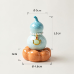 Tea pet i form av kalebass med kristallglasyr — Turkos, orange fot