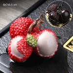 Tea pet med färgskiftande litchi i resin — Klarröd