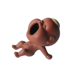 Tea pet med räv och babyfigur — Liggande baby