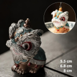 Tea pet som byter färg i resin — Grå med turkosa detaljer