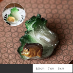 Tea pet som byter färg i resin — Ljusgrön, mörkgrön och gyllenbrun