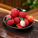 Tefigur i harts med litchi för tebrickan — Litchi med fast färg och bas