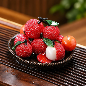 Tefigur i harts med litchi för tebrickan — Litchi med fast färg och bas