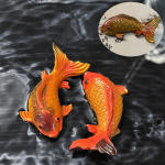 Tefiguriner med koi-karp i resin — Duo orange och mörkrött